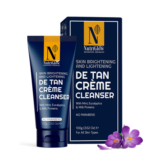 NutriGlow Advance Organics De Tan Cream Cleanser For Skin Brightening With Mint, Eucalyptus Oil, Jojoba and Yogurt Extracts, 100gm