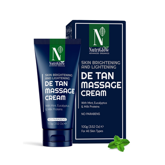 Nutriglow Advanced Organics De-tan Massage Cream with Mint, Milk Proteins for Tan-Free Skin & Brightened Complexion, 100g