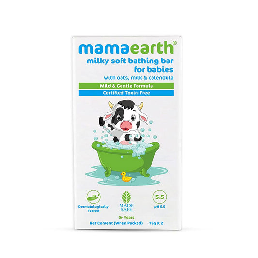 Mamaearth Milky Soft Babies Bathing Bar 0+ Years, 150 gm (2 x 75 gm)