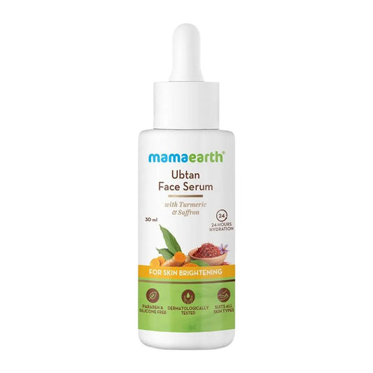 Mamaearth Ubtan Face Serum - With Turmeric & Saffron, For Skin Brightening, 24 Hours Hydration, 30 ml