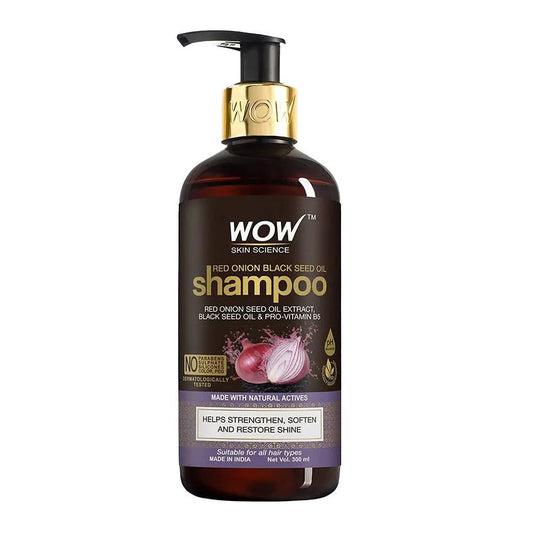 Wow Skin Science Onion Black Seed Oil Shampoo - Strengthen, Soften, Restore Shine, For All Hair Types, 300 ml