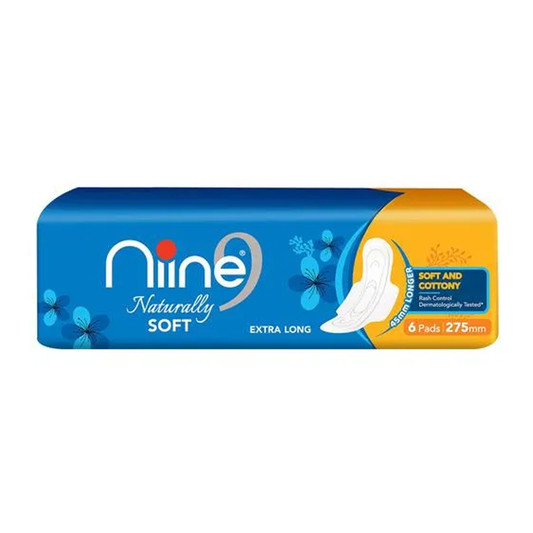Niine Naturally Soft Sanitary Napkins - XL, Soft & Cottony, Prevents Odour, Long Lasting Protection, 6 pcs