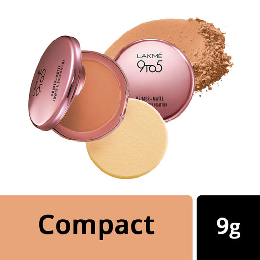 Lakme 9 to 5 Primer + Matte Powder Foundation Compact - Natural Almond (9gm)